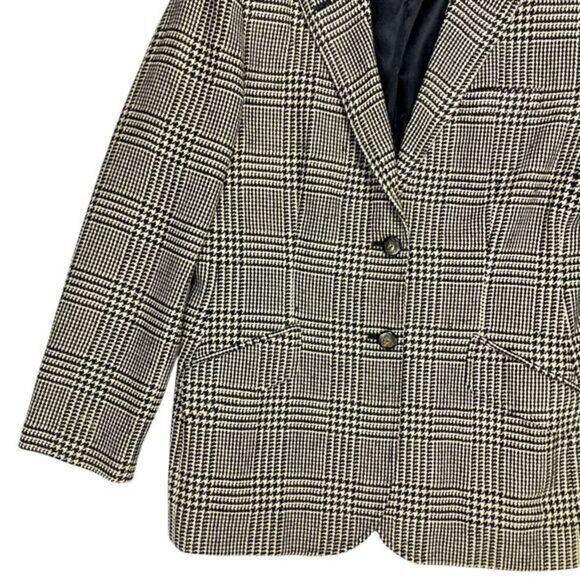 Lauren Ralph Lauren Blazer Size 12 Houndstooth Wool Silk Cashmere Classic Jacket - Picture 3 of 16